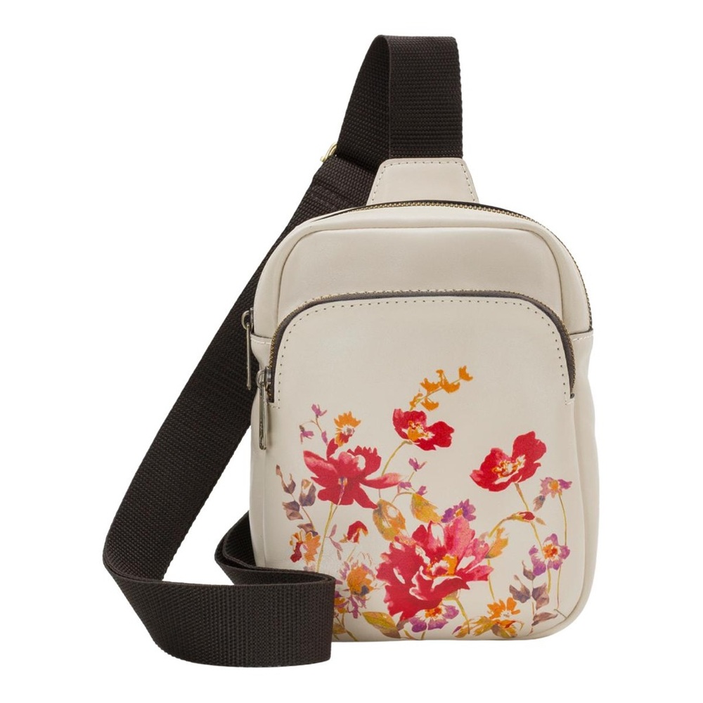 Patricia Nash Andros Leather Sling Bag -chalk white